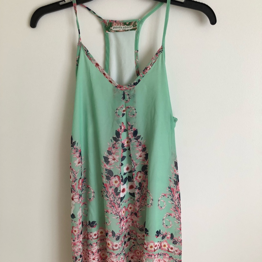 mint green floral tank top size S/M
